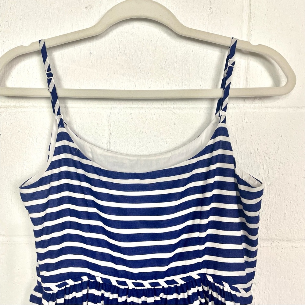 J. Crew Sundress Linen Blend Blue & White Striped Nautical Coastal Boat Preppy 4 - Picture 9 of 13